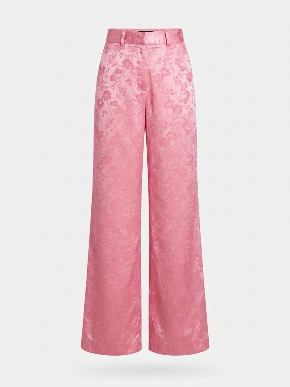 Torn by Ronny Kobo Pink Floral Jacquard Wide-Leg Trousers